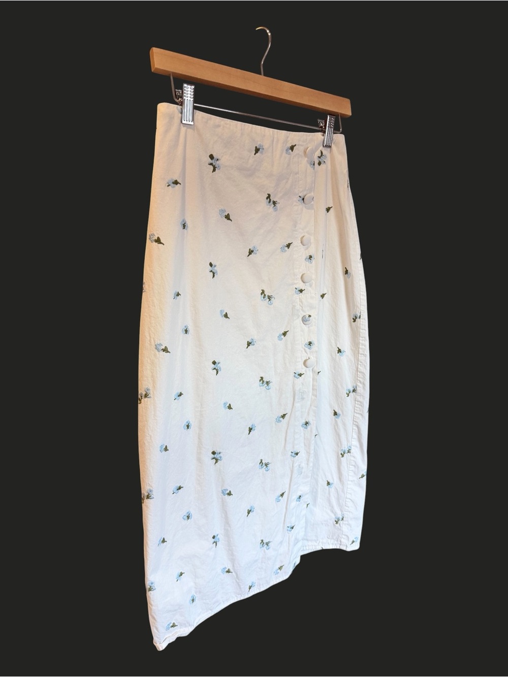 LUCY PARIS Embroidered Cotton MIdi Skirt Cottagecore S